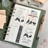 four planner cards featuring crows talking