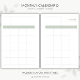 JOYFUL MONTHLY CALENDAR D
