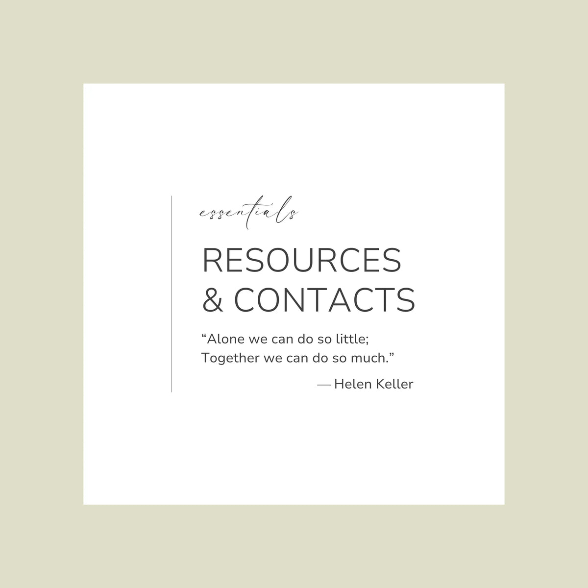 ESSENTIALS Resources and Contacts