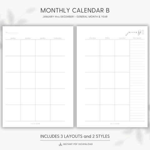 JOYFUL MONTHLY CALENDAR B