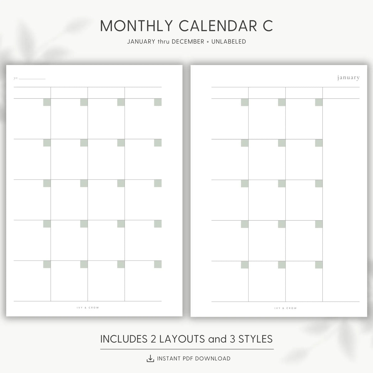 JOYFUL MONTHLY CALENDAR C