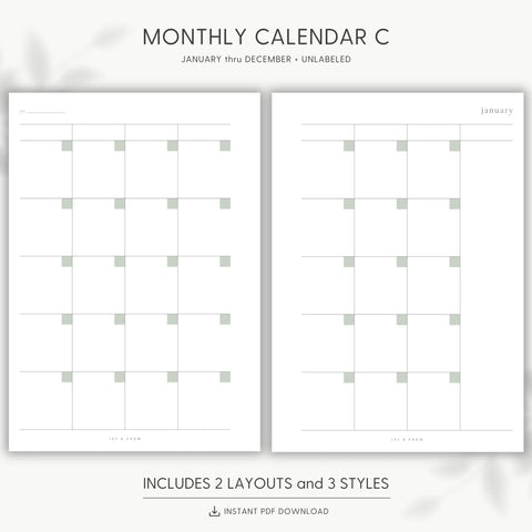 JOYFUL MONTHLY CALENDAR C