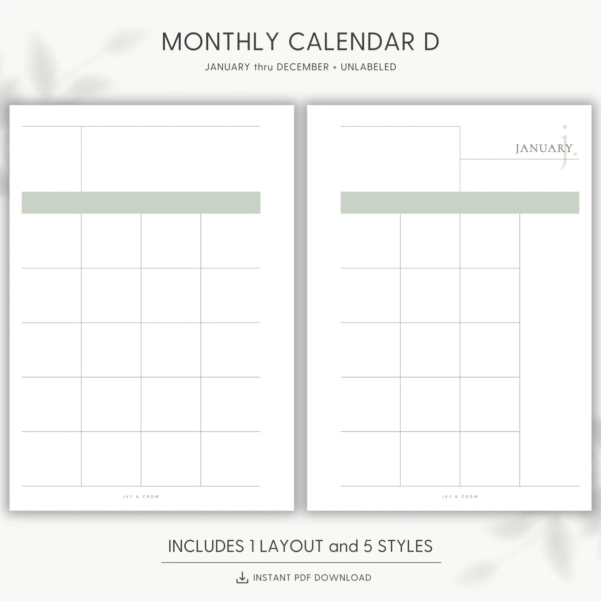 JOYFUL MONTHLY CALENDAR D
