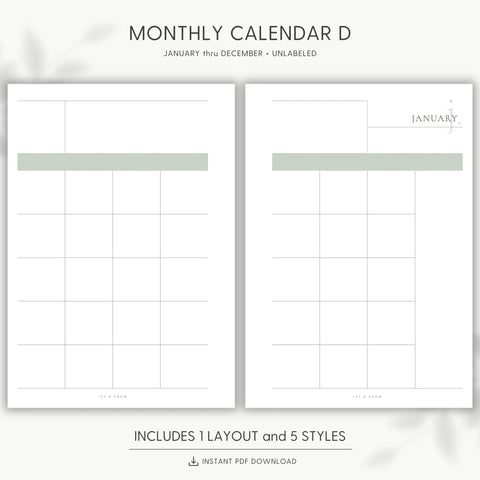 JOYFUL MONTHLY CALENDAR D
