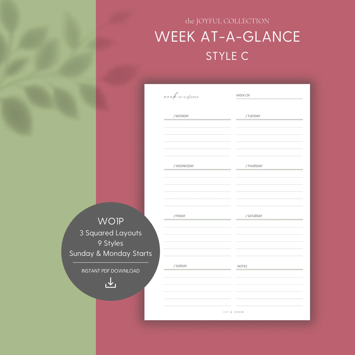 JOYFUL Week At-A-Glance | Style C