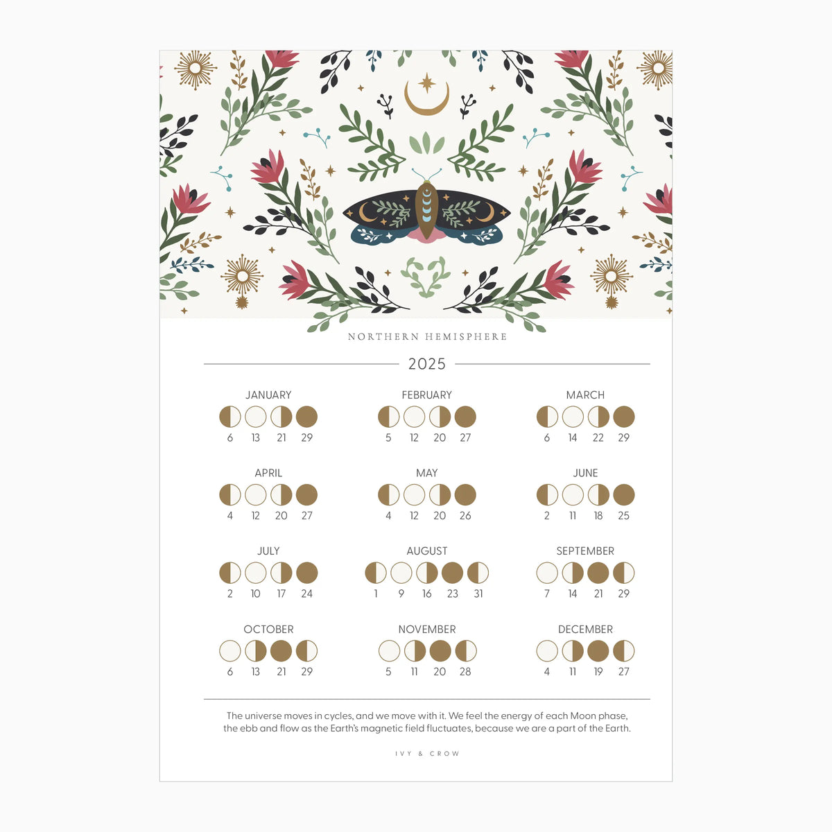 2025 Lunar Calendar | Moth | GOLD