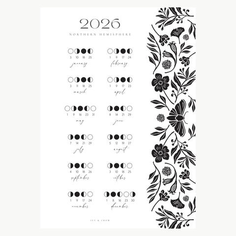 2026 Lunar Calendar | Black and White Moth | SIDE