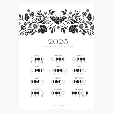 2026 Lunar Calendar | Black and White Moth | TOP