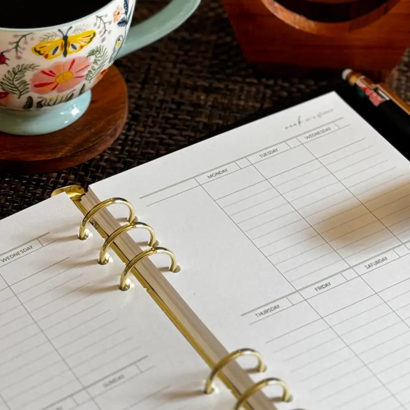 A5 planner with floral coffee cup